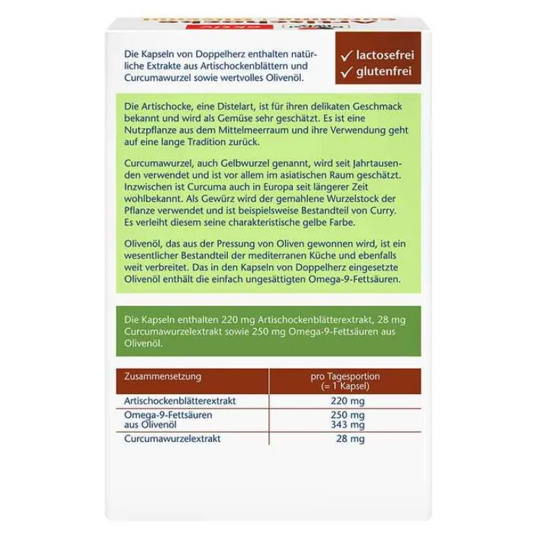 Doppelherz Essentielle Fettsäuren|Verdauung-Artischocke Curcuma + Olivenöl Kapseln, 100 St