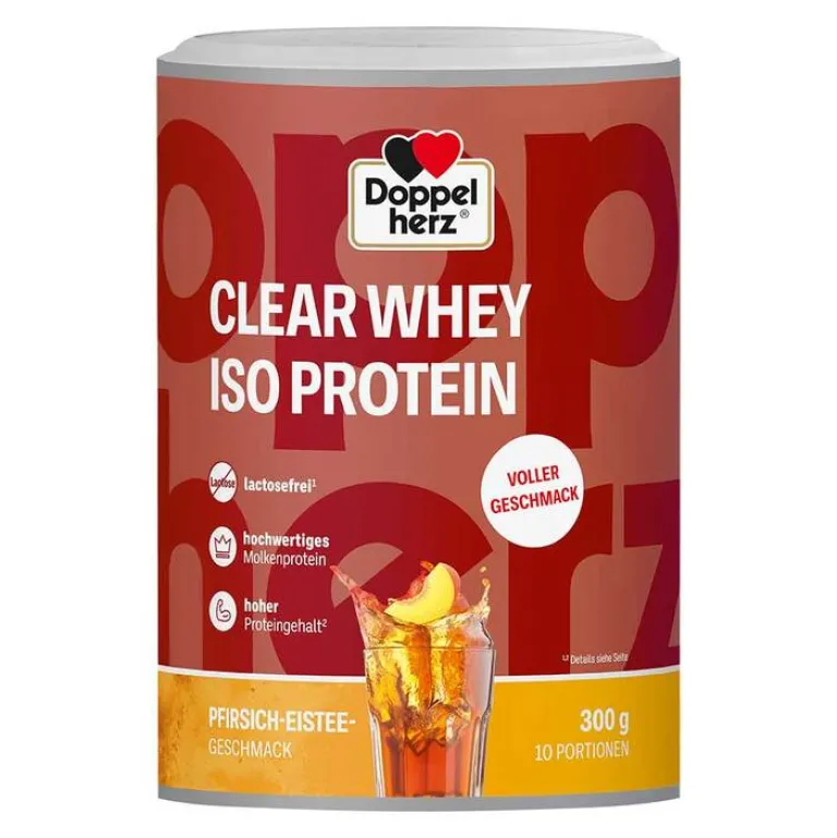 Doppelherz Clear Whey Iso Protein Pfirsich-Eistee, 300 g- Eiweiß