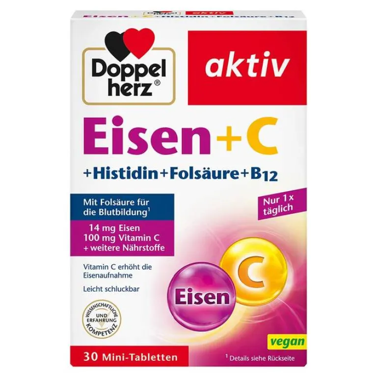 Doppelherz Eisen+Vitamin C+L-Histidin Tabletten, 30 St- Aminosäuren|Eisenversorgung
