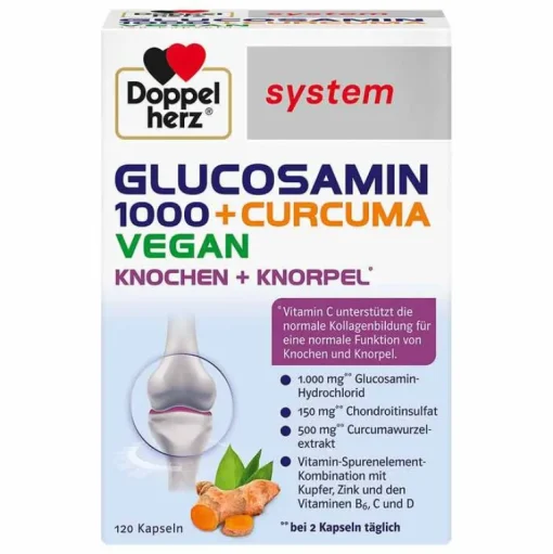 Doppelherz Glucosamin-Chondroitin-Glucosamin 1000 + Curcuma vegan syst.Kapseln , 120 St