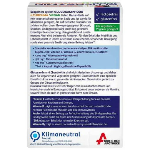 Doppelherz Glucosamin-Chondroitin-Glucosamin 1000 + Curcuma vegan syst.Kapseln , 120 St