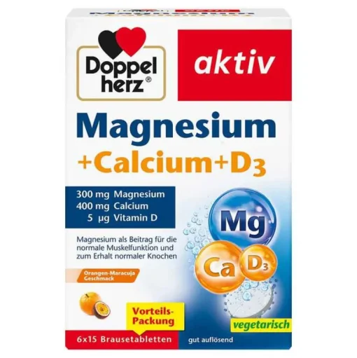 Magnesium + Calcium + D3 Brausetabletten, 6X15 St^Doppelherz Discount