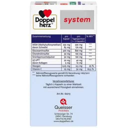 Doppelherz MSM Glucosamin system Kapseln, 60 St- Msm Schwefel