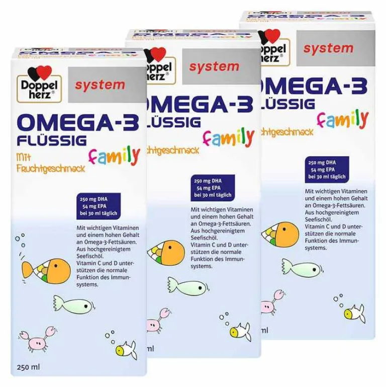 Doppelherz Omega-3 family flüssig system, 3x250 ml- Omega 3 Kapseln