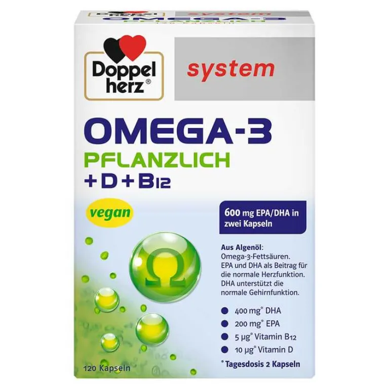 Doppelherz Omega-3 pflanzlich system Kapseln, 120 St- Omega 3 Kapseln