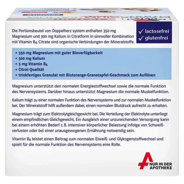 Doppelherz system Magnesium+Kalium Citrat Granulat, 40 St- Magnesium|Hirnleistung & Nerven