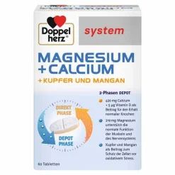Doppelherz system Magnesium+Calcium+Kupfer und Mangan Tabletten, 60 St- Magnesium