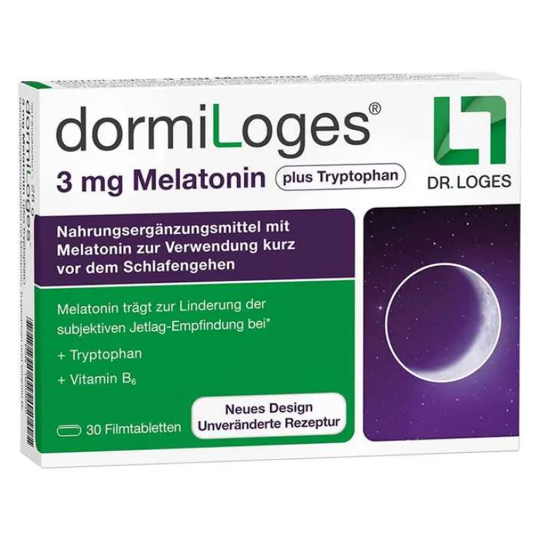 Dormiloges 3 mg Melatonin plus Tryptophan Filmtabletten, 30 St^Dr. Loges Clearance