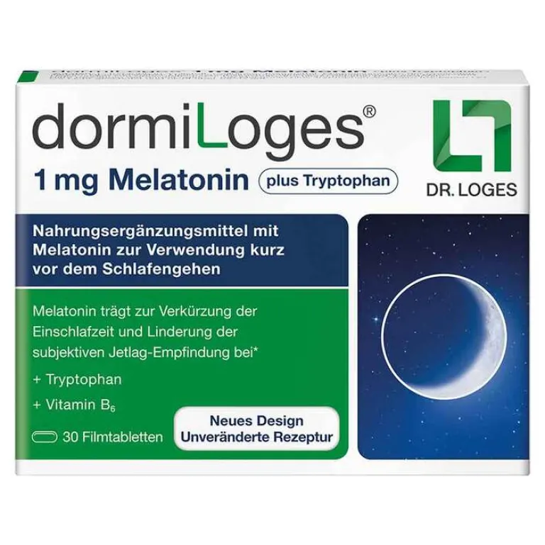 dormiLoges Melatonin plus Tryptophan Filmtabletten, 30 St^Dr. Loges Online