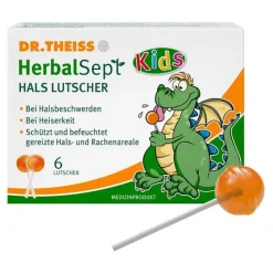Dr. Theiss Herbalsept Hals Lutscher Kids, 6 St- Halsschmerztabletten
