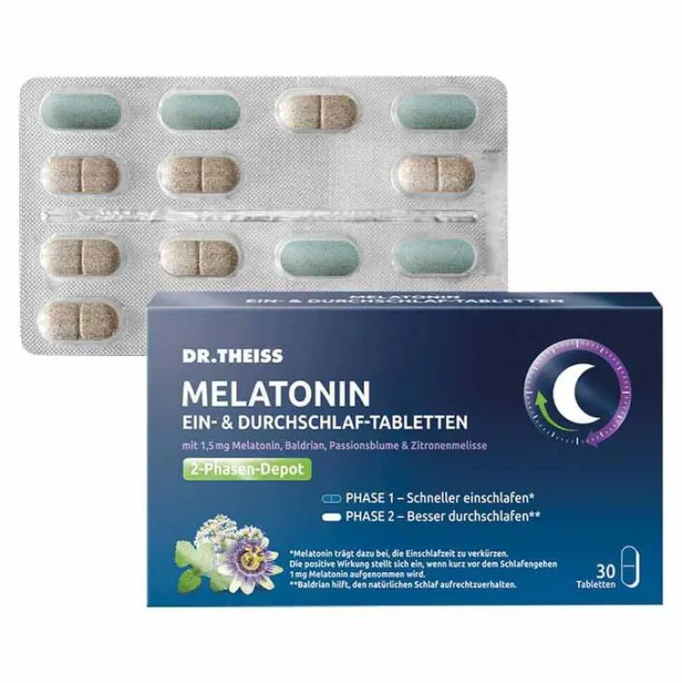 Dr. Theiss Melatonin Ein- & Durchschlaf-Tabletten, 30 St- Melatonin Tabletten