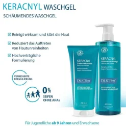Ducray Unreine Haut|Trockene & Sensible Haut-Keracnyl Waschgel, 200 ml