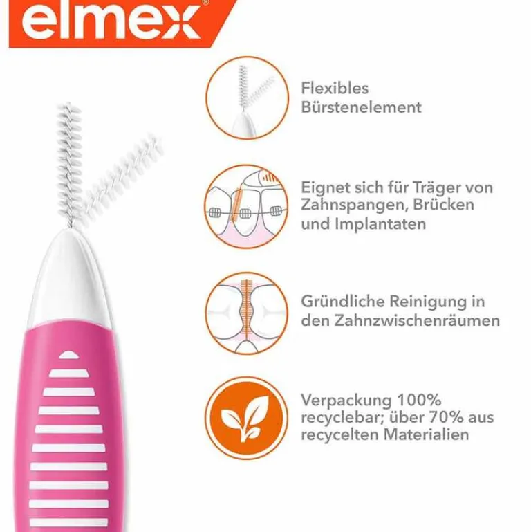 Elmex Interdentalbürsten Iso Größe 0 0,4 mm rosa, 8 St- Zwischenraumreinigung