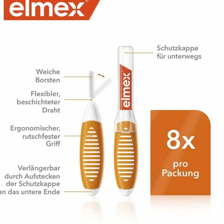Elmex Interdentalbürsten Iso Größe 1 0,45 mm orange, 8 St- Zwischenraumreinigung