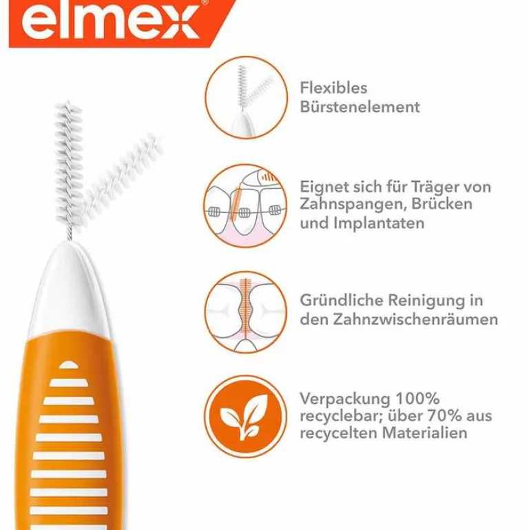 Elmex Interdentalbürsten Iso Größe 1 0,45 mm orange, 8 St- Zwischenraumreinigung