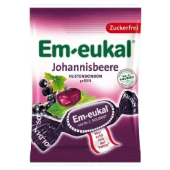 Em Eukal Zuckerfreie Bonbons|Husten & Halsbonbons-Em-eukal Hustenbonbons Johannisbeere gefüllt zuckerfrei, 75 g
