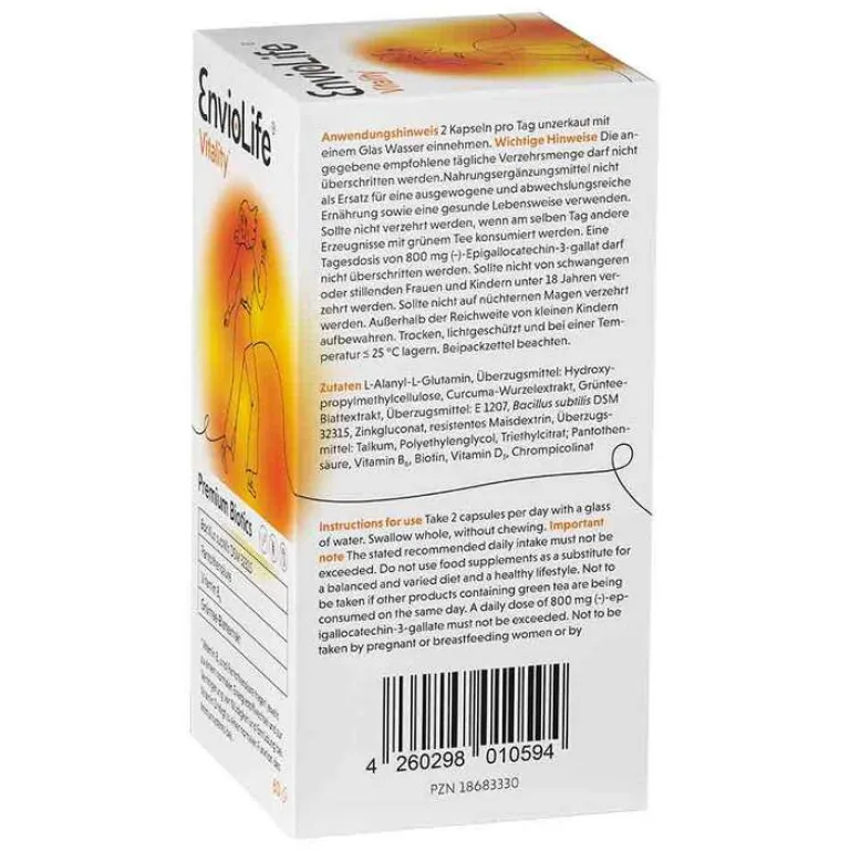 Vitality Bakterien Curcuma & L-Glutamin, 60 St^Enviolife New
