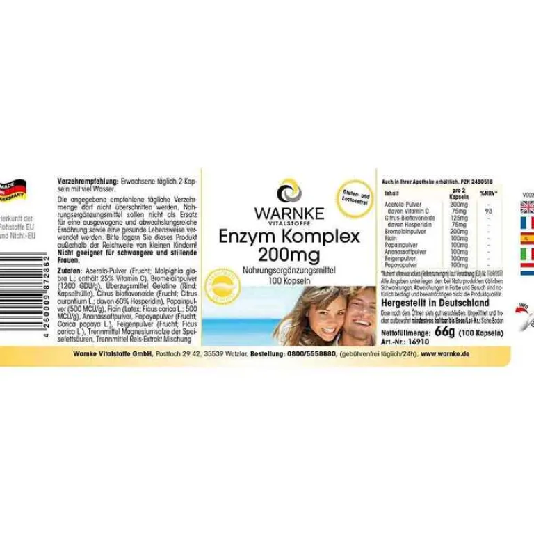 Warnke Enzyme|Enzyme-Enzym Komplex 200 mg Kapseln, 100 St