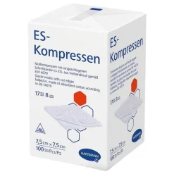 ES-Kompressen unsteril 7,5x7,5 cm 8fach, 100 St- Sterile Kompressen