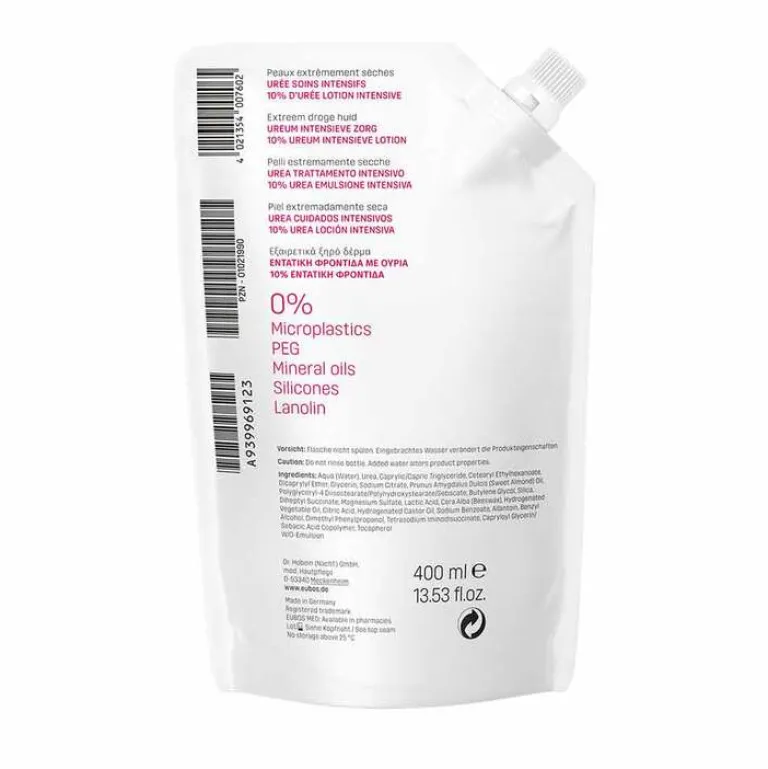 Eubos Trockene Haut Urea 10% Körperlotion Nachfüllbeutel, 400 ml- Körpermilch & Lotionen
