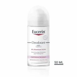 Eucerin Deodorant Roll-on 0% Aluminium Doppelpack, 2X50 ml- Antitranspirant & Deo