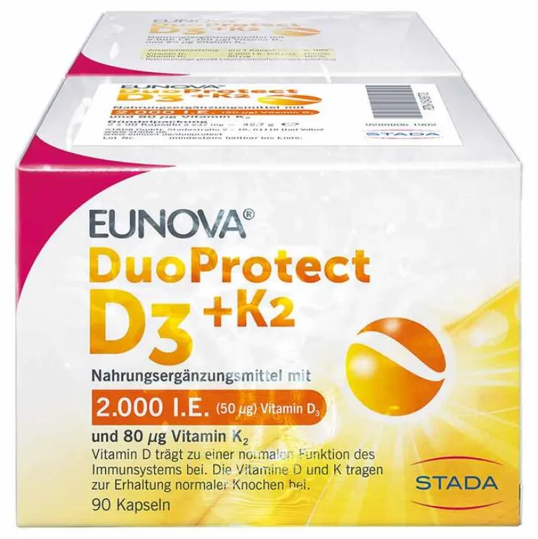 Eunova Duoprotect D3 + K2 2000 I.E. / 80 µg Kapseln, 2X90 St- Vitamin D (Colecalciferol)
