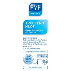 Eye Medica trocken + müde 0,3% Hyaluron Aug.-Geltro., 1 St- Augentropfen Trockene Augen