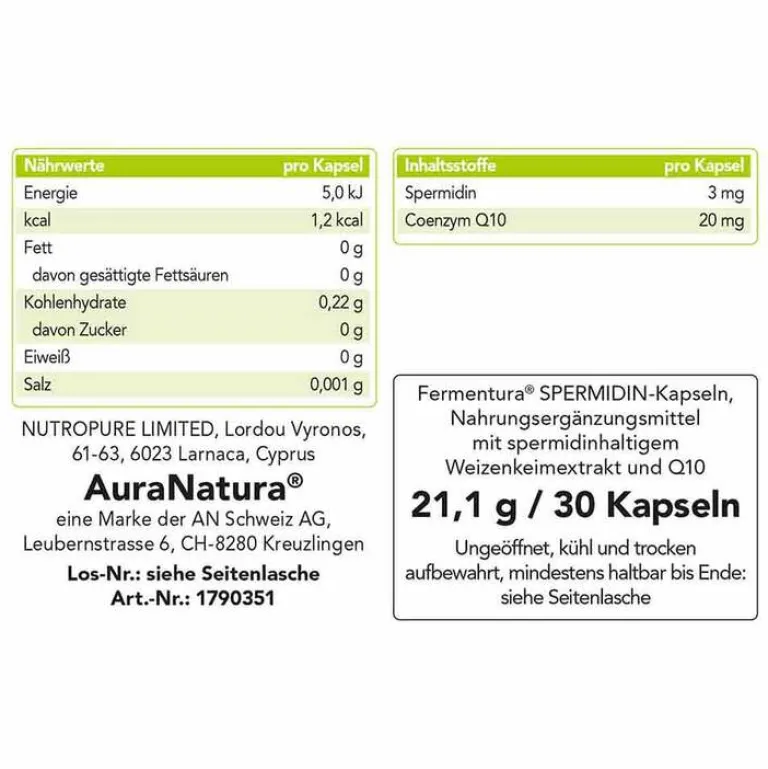 Pharmatura Fermentura Spermidin Kapseln, 30 St- Spermidin