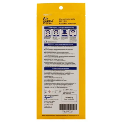 Mundschutz-FFP2 Nano Pro Atemschutzmaske Airqueen NR, 1 St