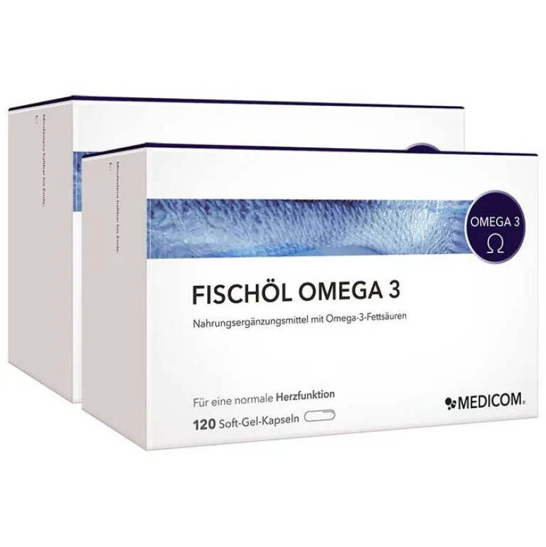 Medicom Fischöl Omega 3 Weichkapseln, 2X120 St- Omega 3 Kapseln|Augenvitamine