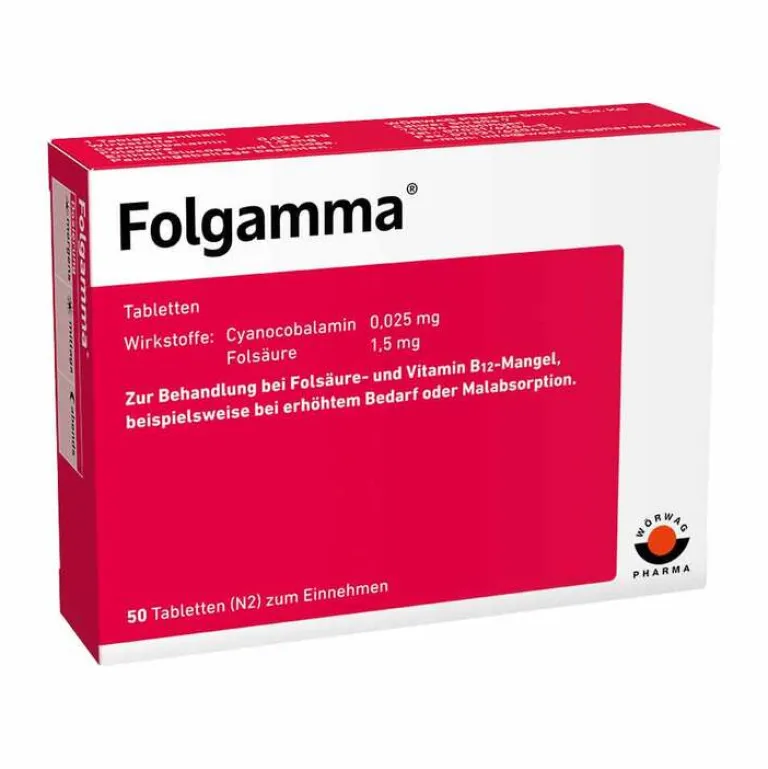 Folgamma Tabletten, 50 St- Vitamin B9 (Folsäure)|Vitamin B12 (Cobalamin)