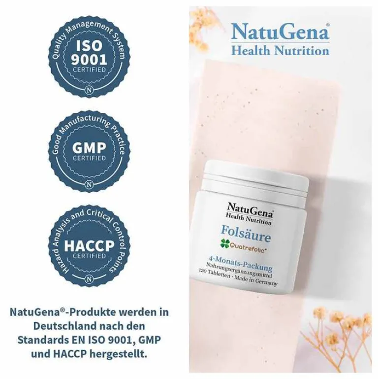 Natugena Folsäure Tabletten, 120 St- Vitamin B9 (Folsäure)