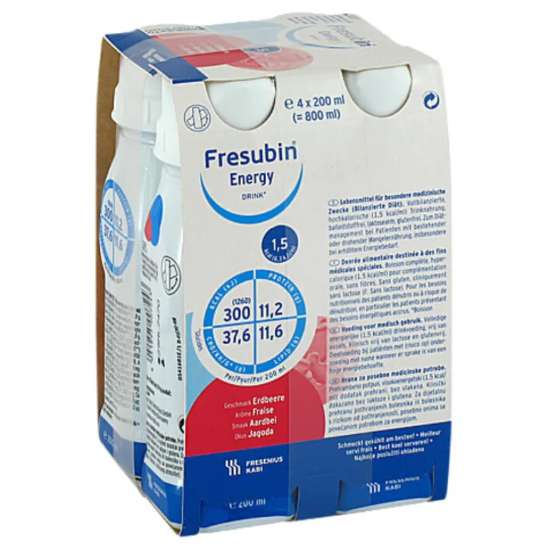 Fresubin Trinknahrung-Energy Drink Erdbeere Trinkflasche, 4X200 ml