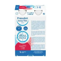 Fresubin Energy Fibre Drink Erdbeere Trinkflasche, 6X4X200 ml- Trinknahrung