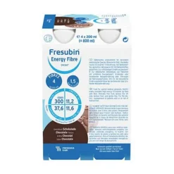 Fresubin Trinknahrung-Energy Fibre Drink Schokolade Trinkflasche, 4X200 ml