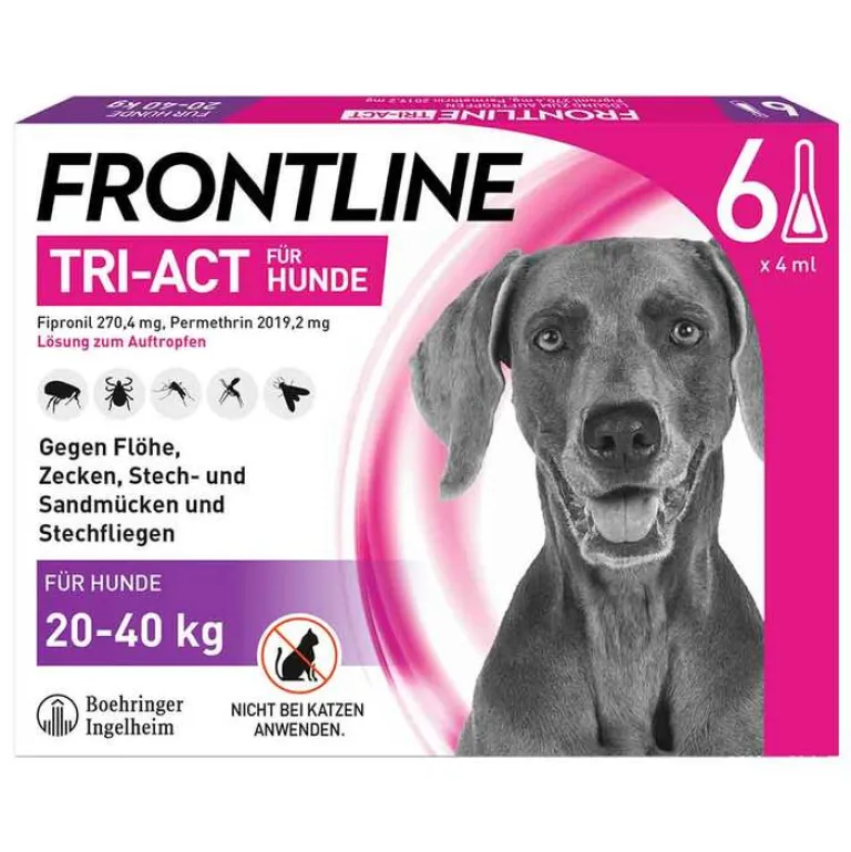 Frontline TRI-ACT® gegen Zecke, Floh und fliegende Insekten bei Hunden (20-40kg), 6 St- Flöhe, Zecken & Co.