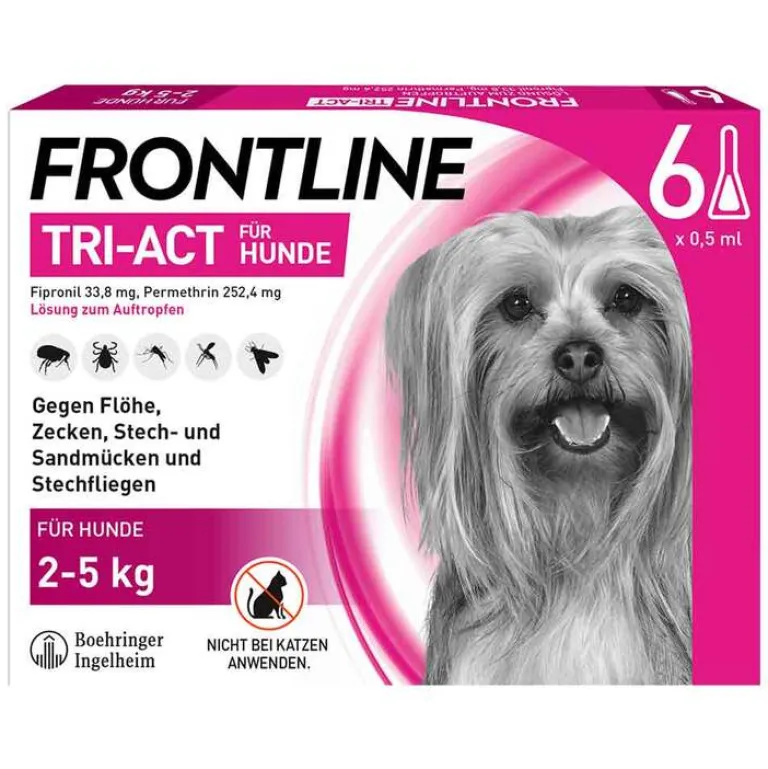 Frontline TRI-ACT® gegen Zecke, Floh und fliegende Insekten bei Hunden (2-5kg), 6 St- Flöhe, Zecken & Co.