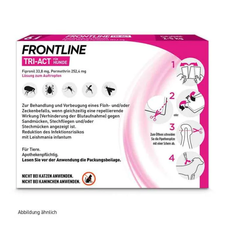 Frontline TRI-ACT® gegen Zecke, Floh und fliegende Insekten bei Hunden (2-5kg), 6 St- Flöhe, Zecken & Co.