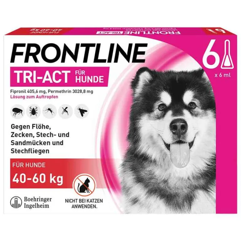 Frontline TRI-ACT® gegen Zecke, Floh und fliegende Insekten bei Hunden (40-60kg), 6 St- Flöhe, Zecken & Co.