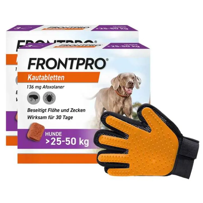 Frontpro 136 mg Kautabletten für Hunde 25 - 50 kg, 2x3 St- Flöhe, Zecken & Co.