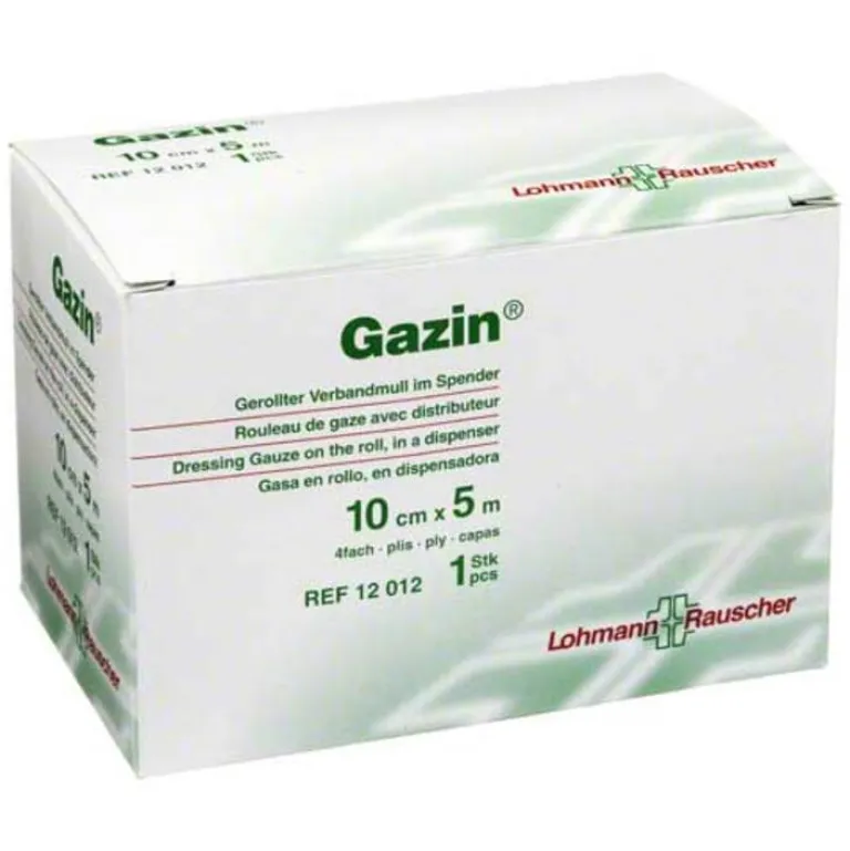 Verbandmull 10cmx5m 4fach gerollt, 1 St^Gazin