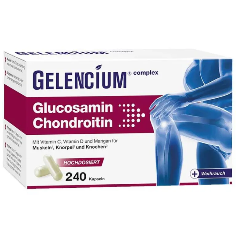 Gelencium Glucosamin Chondroitin hochdosiert mit Vitamin C Kapseln, 240 St- Glucosamin-Chondroitin