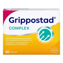Grippostad COMPLEX mit Orangengeschmack, 10 St- Ass-Acetylsalicylsäure|Grippemittel