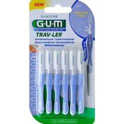 GuM Trav-Ler 0,6IN Kerze hellblau Interdentalbür., 6 St- Zwischenraumreinigung