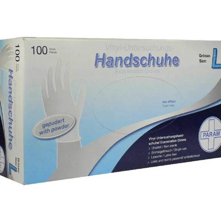 Handschuhe Einmal Vinyl gepudert L, 100 St^ Discount