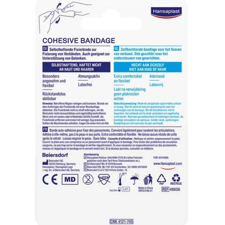 Hansaplast Fixierbinde selbsthaftend 6 cmx4 m blau, 1 St- Haft- & Fixierbinden