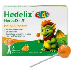 Dr. Theiss Halsschmerztabletten-Hedelix Herbalsept Hals Lutscher Kids, 6 St