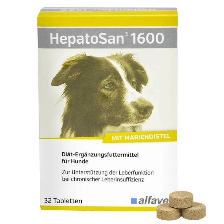 Aufbau & Leistungssteigerung-Hepatosan 1600 Tabletten Ergänzungsfuttermittel für Hund und Katze, 32 St