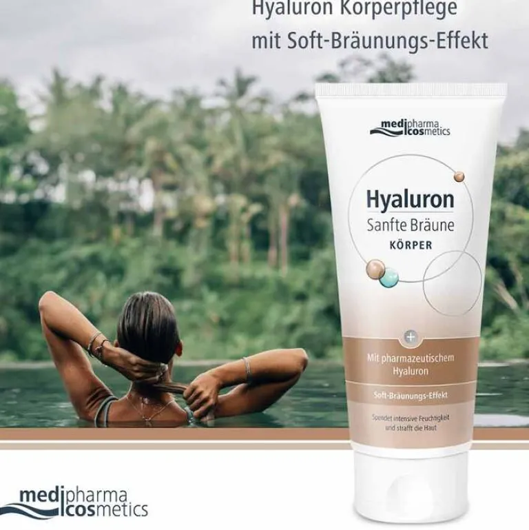 Medipharma Cosmetics Hyaluron Sanfte Bräune Körperpflege Creme, 200 ml- Selbstbräuner