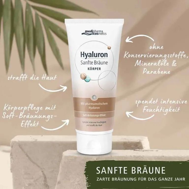 Medipharma Cosmetics Hyaluron Sanfte Bräune Körperpflege Creme, 200 ml- Selbstbräuner